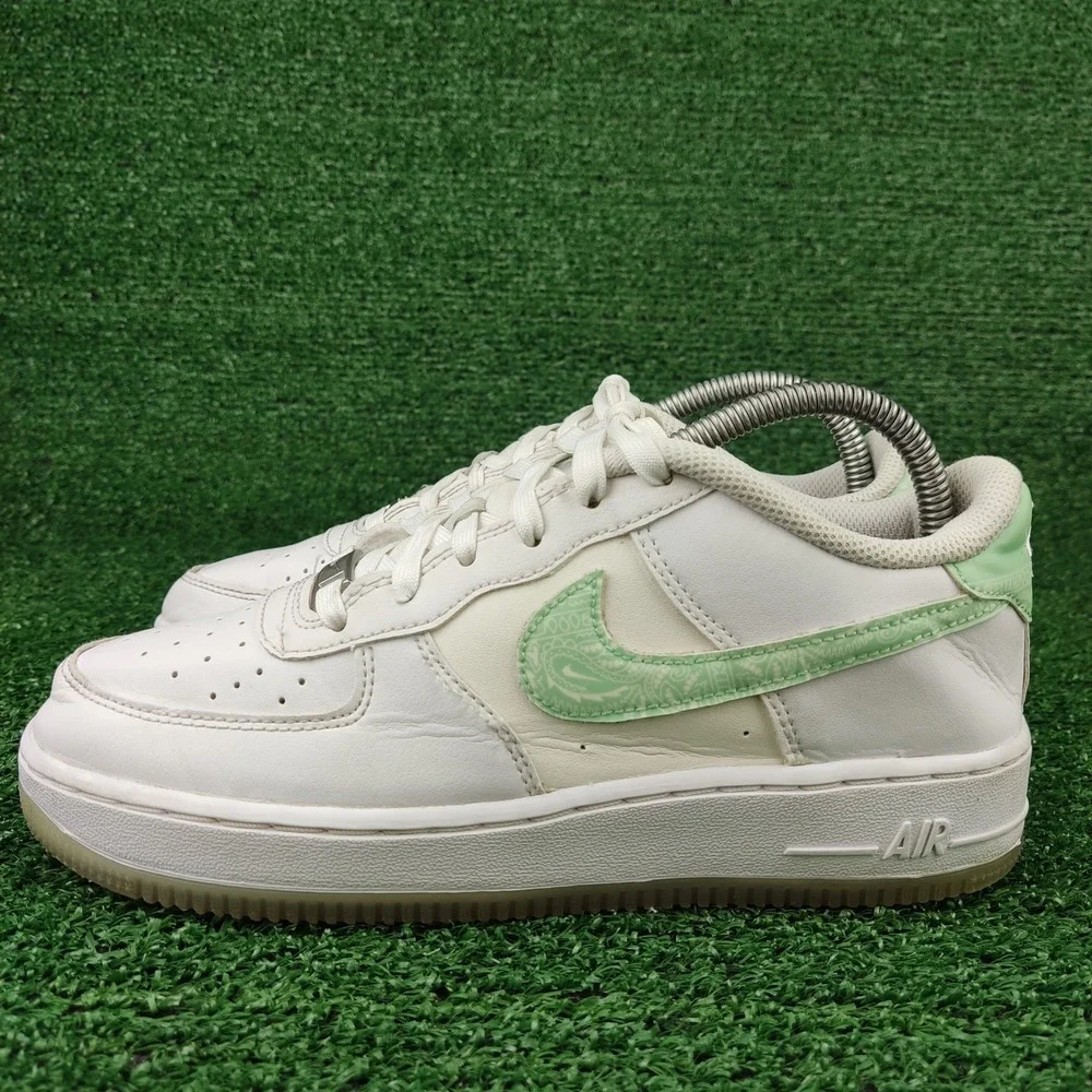 Nike‎ Sneakers Youth 6Y White Air Force 1 Low Paisley Green FJ7706-131 Low Top